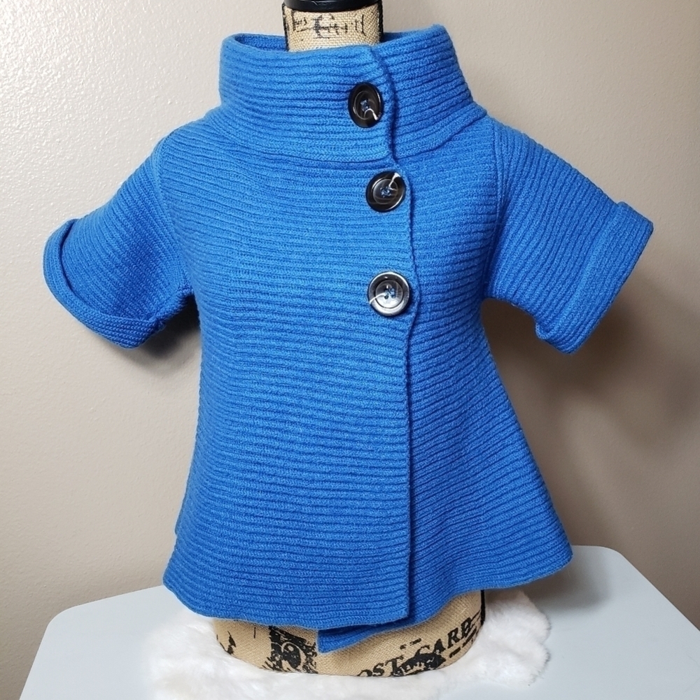 Piazza Sempione Chunky Ribbed Short Sleeve Topper Cardigan-Size 44/Us 8